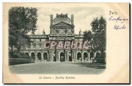 Paris Cartes postales Le Louvre Pavillon Richelieu (dessin en relief !)