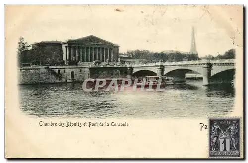 Paris Cartes postales Chambre des DEputes et pont de la Concorde (dessin en relief !) Tour Eiffel