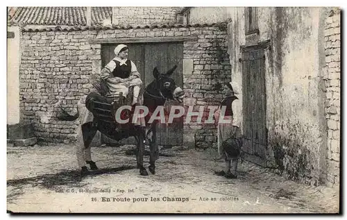 Ansichtskarte AK Charente En route pour les champs (ane donkey mule) Ane en culottes