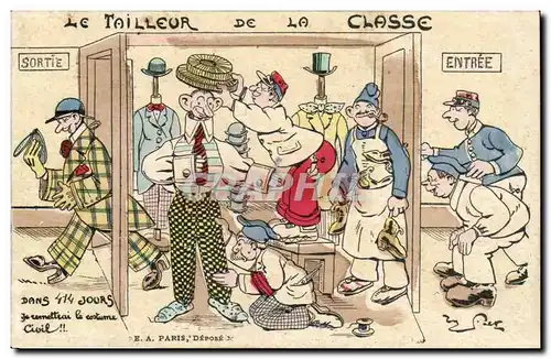 Cartes postales Militaria Illustrateur Le tailleur de la classe