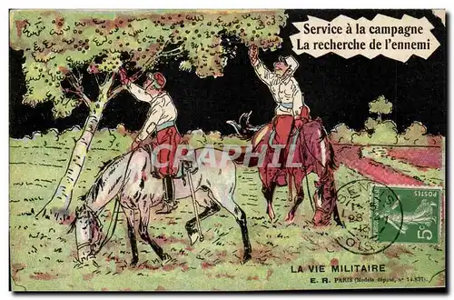 Cartes postales Militaria La vie militaire La recherche de l&#39ennemi (cheval)