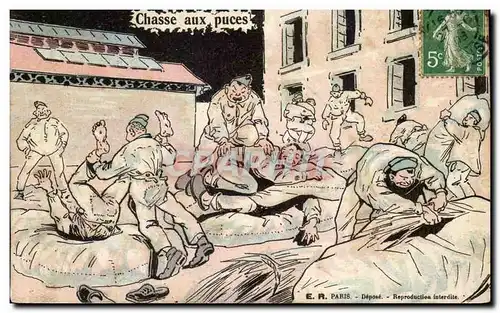 Cartes postales Militaria Chasse aux puces