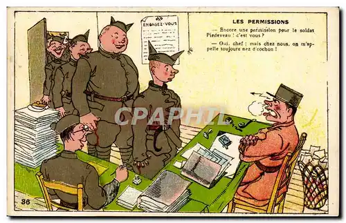 Cartes postales Militaria Les permissions