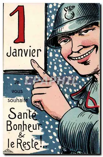 Cartes postales Militaria Sante Bonheur et le reste (1er janvier)