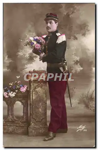 Cartes postales Militaria Soldat Fleurs