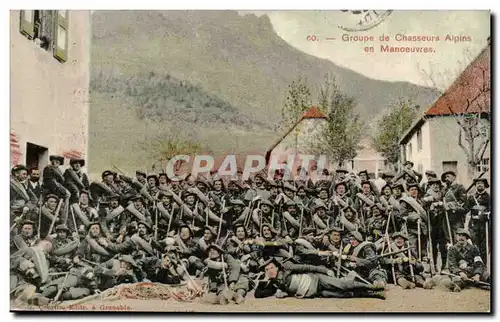 Ansichtskarte AK Militaria GRoupe de chasseurs alpins en manoeuvre