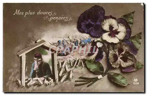 Cartes postales Militaria Mes plus douces pensees
