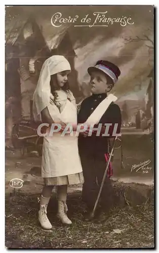 Ansichtskarte AK Militaria Coeur de francaise (enfants infirmiere)