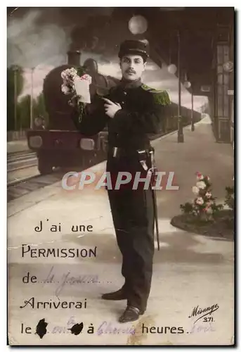 Cartes postales Militaria J&#39ai une permission (soldat train)