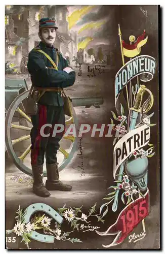 Cartes postales Militaria Soldat Poilu Honneur Patrie 1915