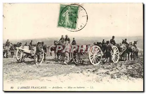 Cartes postales Militaria Artillerie Mise en batterie L&#39armee francaise (canons)