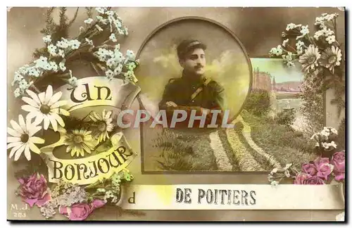 Cartes postales Militaria Soldat Un bonjour de Poitiers