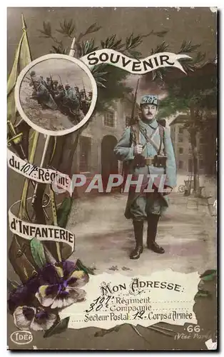 Cartes postales Militaria Soldat Souvenir 107eme regiment d&#39infanterie