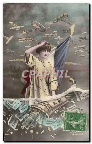 Cartes postales Militaria Femme et avions