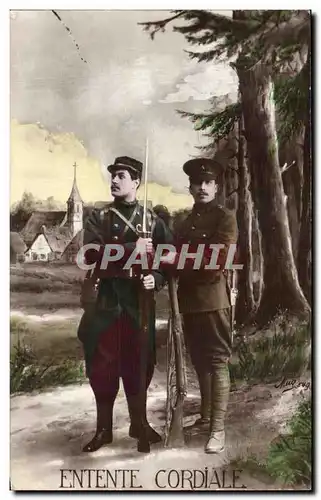 Cartes postales Militaria Entente cordiale (soldat francais et anglais)