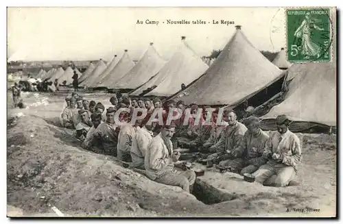 Cartes postales Militaria Au camp Nouvelles tables Le repas