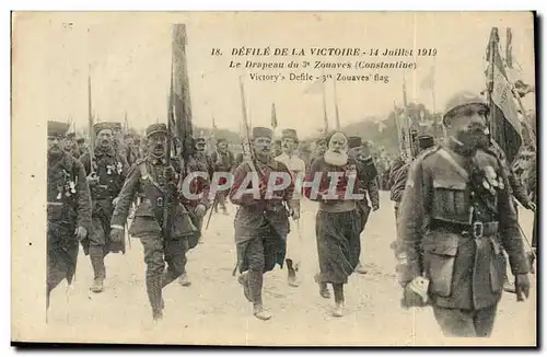 Ansichtskarte AK Militaria Defile de la victoire 14 juillet 1919 Le drapeau du 3eme zouaves (Constantine Algerie)