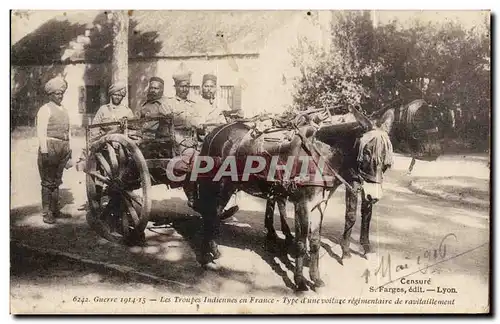 Ansichtskarte AK Militaria Les troupes indiennes en France Type d&#39une voiture regimentaire de ravitaillement (