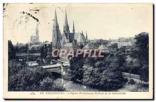 Cartes postales Strasbourg L&#39eglise protestante St Paul et la cathedrale