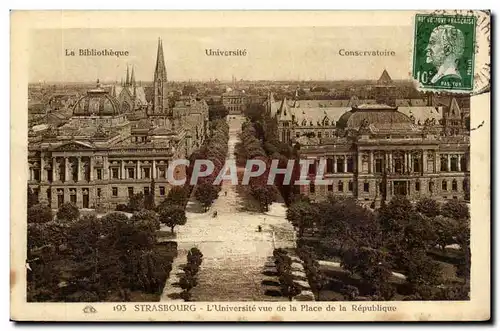 Cartes postales Strasbourg L'universite vue de la place de la Republique