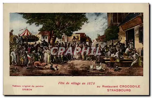 Cartes postales Strasbourg FEte de village en 1870 Restaurant crocodile