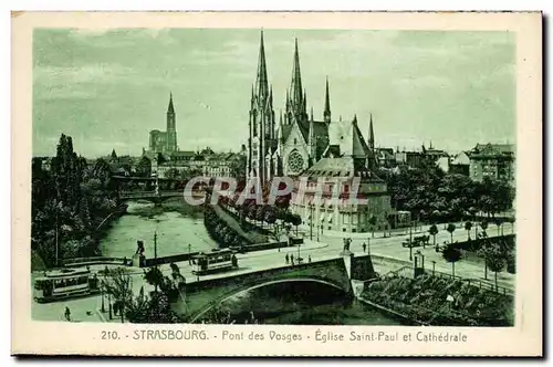 Cartes postales Strasbourg Pont des Voges Eglise St paul et cathedrale