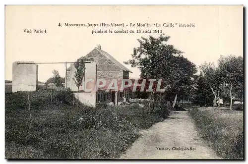 Montreux Jeune Cartes postales Le moulin La caille incendie pendant le combat le 13 aout 1914