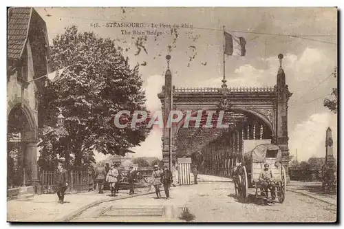 Stasbourg - Strassburg - Le Pont du Rhin - drapeau - Ansichtskarte AK