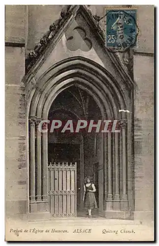 Portail de L'Eglise de Husseren Alsace - Quitting Church Cartes postales
