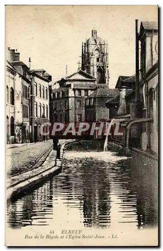 Elbeuf - Rue de la Rigole et l&#39Eglise Saint Jean Ansichtskarte AK