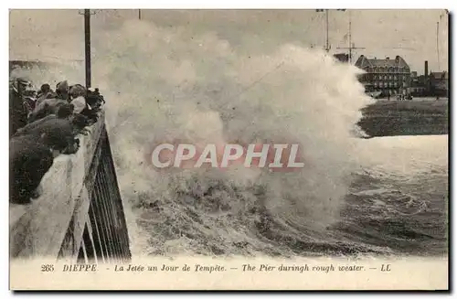 Dieppe - La Jetee un jour de Tempete - Ansichtskarte AK