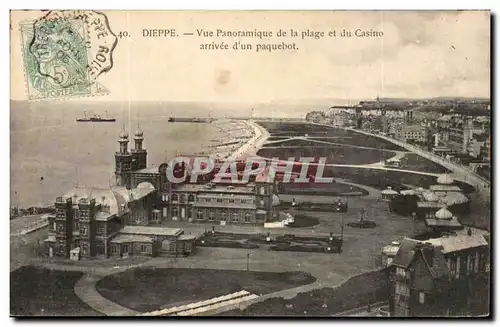 Dieppe - Vue Panoramique de la Plage et du Casino arrivee d&#39un paquebot - steamer - Cartes postales