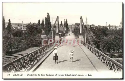 Elbeuf - Perspective du Pont Suspendu et vue sur Elbeuf Saint Aubin Ansichtskarte AK