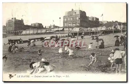 Le Havre - Enfants jouant sur la Plage - Ansichtskarte AK