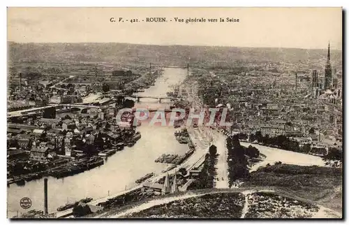 Rouen - Vue Generale vers la Seine - Ansichtskarte AK