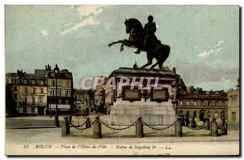 Rouen - Place de l&#39Hotel de Ville - Statue de Napoleon Ier - Cartes postales