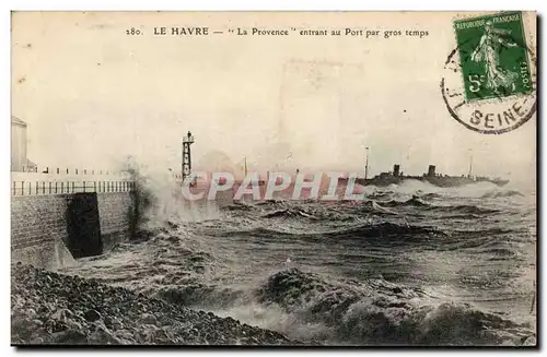 Le Havre - La Provence - entrant au Port par gros temps - Paquebot - steamer - Ansichtskarte AK