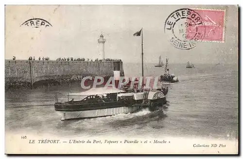 Le Treport - L&#39Entree du Port - Vapeurs - Picardie et Mouche - bateau - Cartes postales