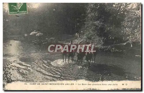 Camp de Saint medard en Jalles Ansichtskarte AK Le bain des chevaux dans une jalle
