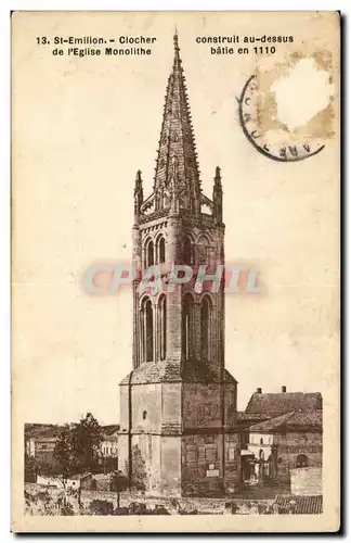Saint Emilion Cartes postales CLocher de l'eglise monolithe
