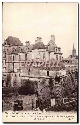 Cadillac sur Garonne Cartes postales Remparts du chateau d'Epernon et eglise