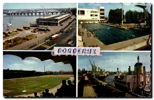 Bordeaux Cartes postales moderne Quais Pont de pierre piscine Stade