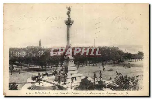 Bordeaux Cartes postales la place des Quinconces et le monument des Girondins