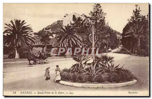 Hyeres les palmiers Ansichtskarte AK Rond point de la gare