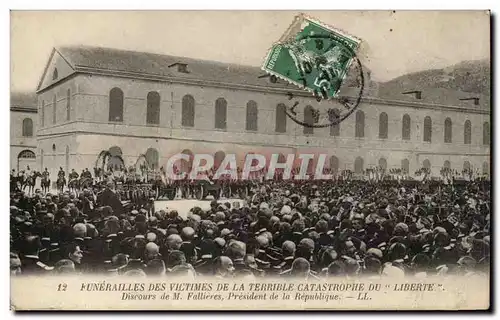 Funerailles des victimes de la catastrophe du Liberte Cartes postales Discours de M Fallieres President de la Re