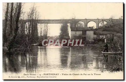 Parthenay - Viaduc du Chemin de Fer sur le Thouet - Ansichtskarte AK Pecheur