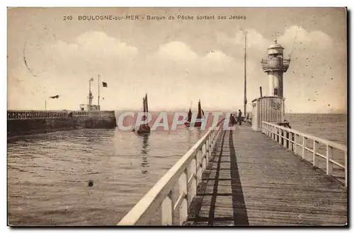 Boulogne sur Mer - Barque de Peche sortant les Jetees - Ansichtskarte AK Lighthouse Phare