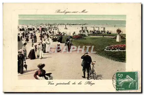 Boulogne sur Mer - Vue Generale de la Plage - Velo - Cyclisme Cartes postales