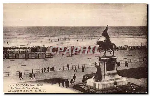 Le Touquet Paris Plage - La Statue de San Martin La Digue et la Plage - Ansichtskarte AK (publicite Hotel Meurice