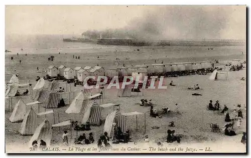 Calais - La Plage et les Jetees vues du Casino Cartes postales